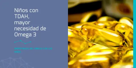 Niños con TDAH: mayor necesidad de omega 3. Cápsulas doradas de suplemento.