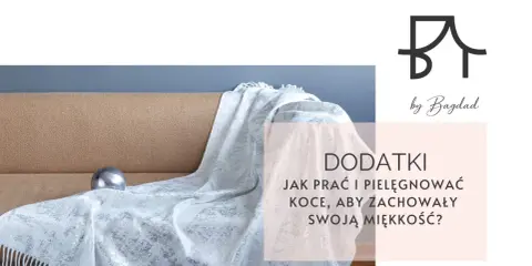 Biały, błyszczący koc na kanapie. Dowiedz się, na jakim programie prać koce, by zachowały miękkość.