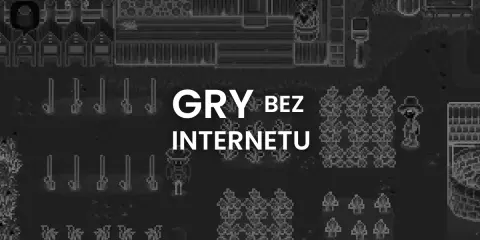 Pixelowa farma z napisem "GRY BEZ INTERNETU". Idealne gry offline na PC dla każdego gracza.