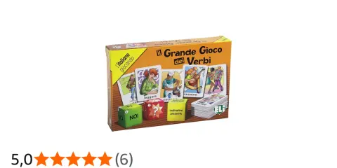 Il Grande Gioco dei Verbi: un divertente gioco di carte per imparare i verbi italiani giocando. Include dadi e carte illustrate.