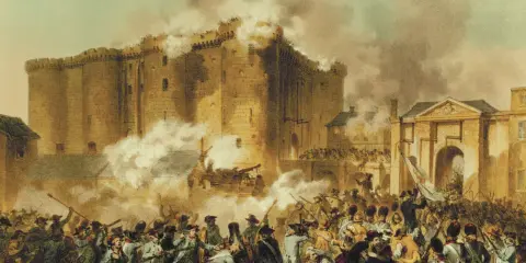 Sturm auf die Bastille, ein Schlüsselereignis, das den Beginn der Französischen Revolution markiert.