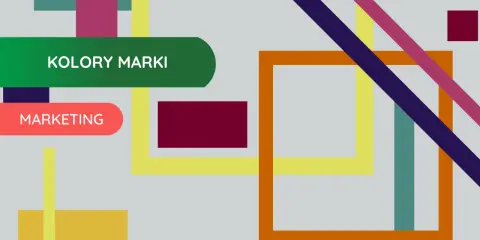 Kolory marki w marketingu, abstrakcyjne kształty i linie w żywych barwach.