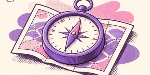 Une boussole sur une carte, symbolisant la navigation et l'organisation. Idéal pour un **application calendrier partagé** qui guide vos projets.