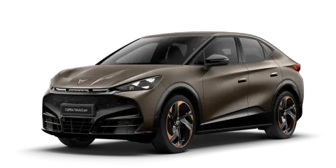 Brązowy Cupra Tavascan z miedzianymi akcentami na felgach i karoserii. Nowoczesny design SUV-a coupe.