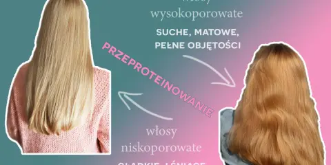 Przed i po zabiegu proteiny na włosy: z suchych, wysokoporowatych na gładkie i lśniące.