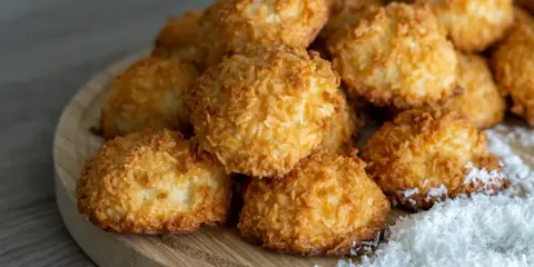 Montón de coquitos dorados y crujientes, perfectos para tu próxima receta de coquitos.