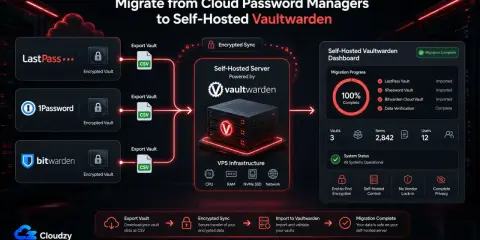 Migration von Cloud-Passwortmanagern zu Vaultwarden. So einfach ist passwort manager selbst hosten. Datenexport, sichere Übertragung und Import.