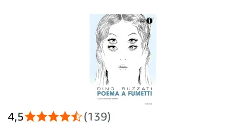 Copertina di "Poema a fumetti" di Dino Buzzati, con un volto femminile stilizzato e occhi multipli.