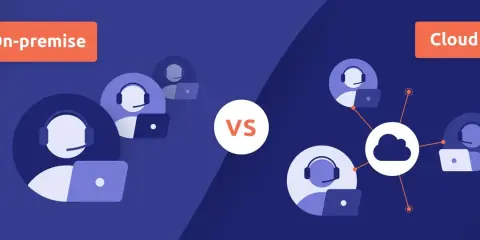 Comparaison visuelle entre une solution on-premise, avec des agents isolés, et une solution cloud, connectant les agents à un serveur central.
