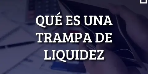 Mano vacía sosteniendo una billetera abierta, con texto que pregunta "¿Qué es una trampa de la liquidez?".