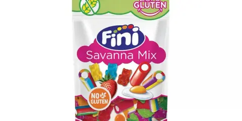 Bolsa de dulces Fini Savanna Mix, con ositos, fresas y huevos fritos. ¡Disfruta de estos deliciosos dulces celiacos sin gluten!