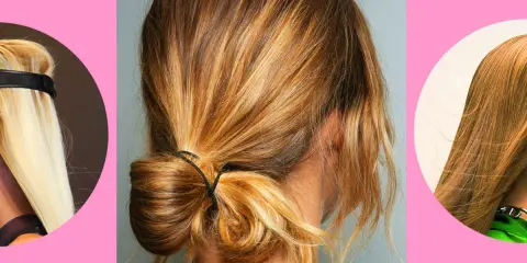 Tre acconciature con capelli biondi e castani, un'idea per chi vuole imparare come schiarire i capelli con sfumature naturali.
