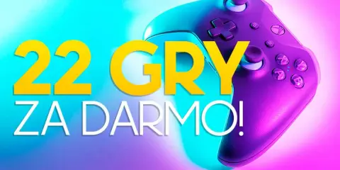 22 gry za darmo na Xbox Series S! Fioletowy kontroler na neonowym tle.