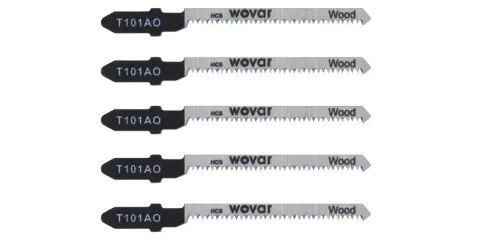 Cinco hojas de sierra de calar T101AO para madera, con dientes finos y marca Wovar.