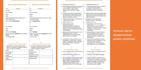 Umowa najmu okazjonalnego - polsko-ukraiński dokument zawierający szczegóły najmu.