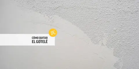 Text superpuesto sobre pared con gotele grueso, mostrando cómo quitarlo.