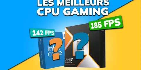 Comparaison de processeurs : Intel Core vs AMD Ryzen. La fréquence processeur impacte les FPS, ici 142 vs 185.