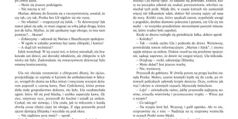 Ula i Julek rozmawiają o obcym na wyspie. Pestka przynosi wieści o ognisku.