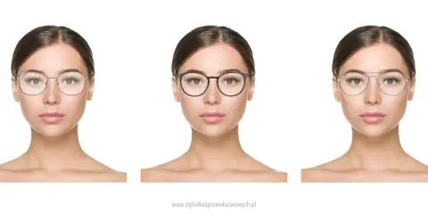 Trzy kobiety prezentują różne modele okularów, idealne dla okrągłej twarzy. Wybierz te, które podkreślą Twoje rysy!