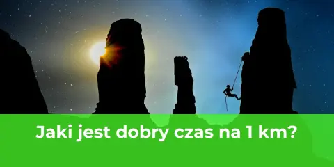Wspinacz schodzi po skale o zachodzie słońca. Jaki jest dobry czas na 1 km?