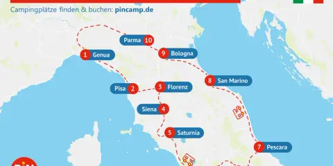 Traumroute Genua-Rom: Eine Reise durch Italien mit dem Camper. Entdecke Städte wie Florenz, Siena und Rom. Perfekt für dein nächstes **backpacking italien** Abenteuer.