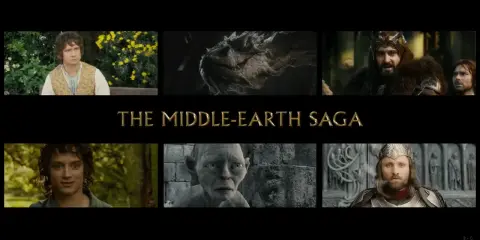 Kolejność postaci z "Władcy Pierścieni": Bilbo, smok, Thorin, Frodo, Gollum, Aragorn.