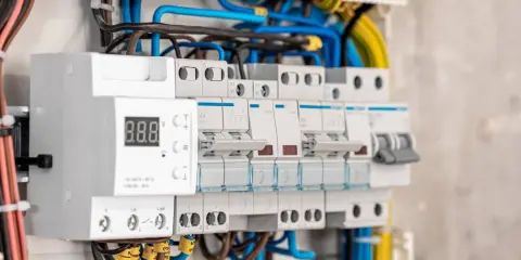 Skrzynka elektryczna na działce z zabezpieczeniami i licznikiem. Co dalej? Podłączenie instalacji, by cieszyć się prądem.