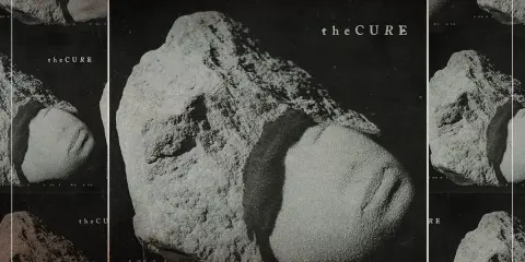 Pochette de l'album "Songs of a Lost World" de The Cure, avec des gros plans de rochers texturés.