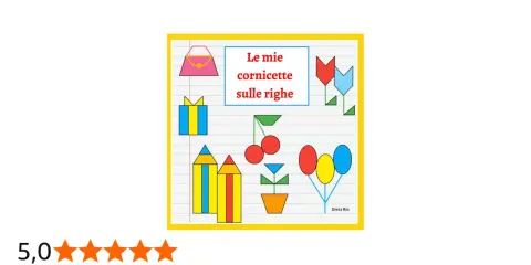 Le mie cornicette sulle righe: disegni colorati di regali, fiori, ciliegie e palloncini su carta a righe.