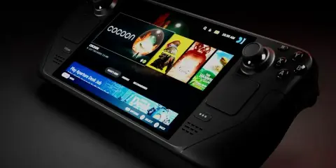 Consola portátil Steam Deck 2 con juegos en pantalla.