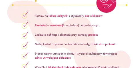 Triki dla fal: lekkie odżywki, proteinowe stylizatory, afro picki i pianki utrwalające dla pięknych włosów falowanych fryzur.