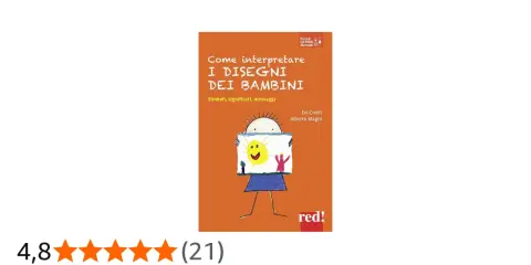 Copertina del libro "Come interpretare i disegni dei bambini", con un disegno stilizzato di un bambino che mostra un sole sorridente.