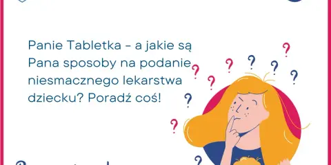 Jak podać dziecku antybiotyk w zawiesinie? Rodzice pytają o sposoby na podanie niesmacznego lekarstwa. Ilustracja przedstawia zamyśloną mamę z dzieckiem.