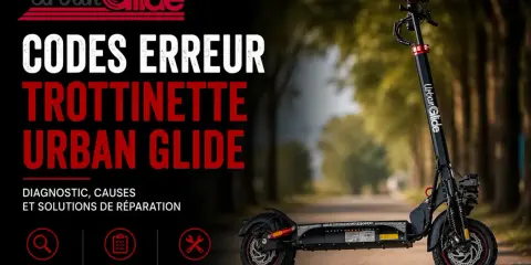Codes erreur trottinette Urban Glide : diagnostic, causes et solutions de réparation. Si votre trottinette électrique s'allume que sur secteur, découvrez les explications.