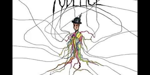 Couverture de l'album "Cardioid" de Yodelice, avec un personnage stylisé et des lignes abstraites.