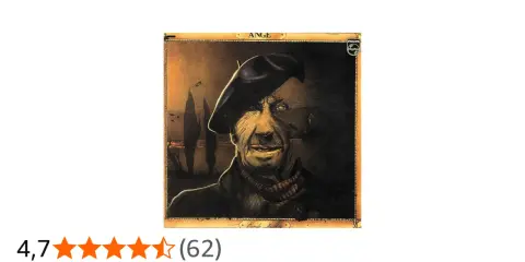 Portrait d'un homme au béret, style Emile Jacotey, avec un paysage sombre en arrière-plan.