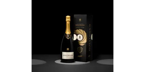 James Bond Champagner: Bollinger Special Cuvée in einer eleganten Geschenkbox mit 007-Logo. Ein Hauch von Luxus für Agenten.
