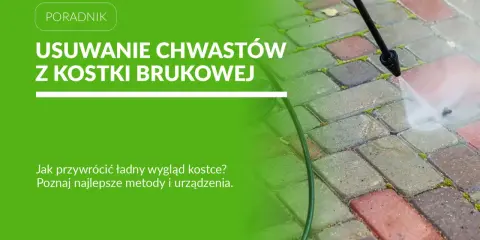 Myjka ciśnieniowa usuwa chwasty z kostki brukowej, przywracając jej estetyczny wygląd.