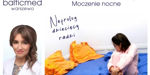 Lekarka radzi na moczenie nocne u 7 latka. Smutna dziewczynka siedzi na łóżku.