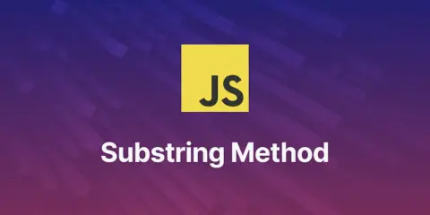 Logo JS i tekst "Substring Method". Pozwala na wycinanie fragmentów tekstu w JavaScript.