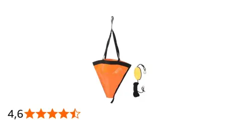 Ancre flottante orange pour bateau, avec bouée jaune et corde. Essentiel pour la sécurité nautique.