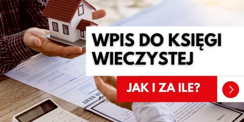 Wpis do księgi wieczystej: dowiedz się, ile się czeka i jak przebiega proces. Miniaturka domu i dokumenty.