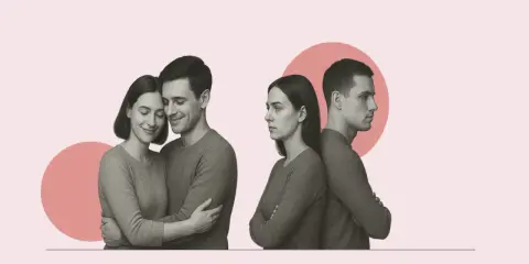 Para, która się przytula, kontra para odwrócona plecami. Czy miłość nie istnieje w psychologii?