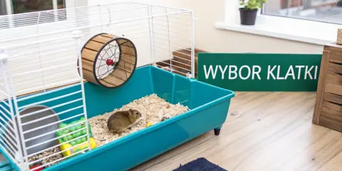 Chomik w klatce z kołowrotkiem. Zastanawiasz się, dlaczego chomik gryzie klatkę? Może potrzebuje więcej przestrzeni lub zabawek.