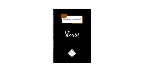 Copertina di storia classe quinta, un quaderno a quadretti pronto per appunti e disegni.