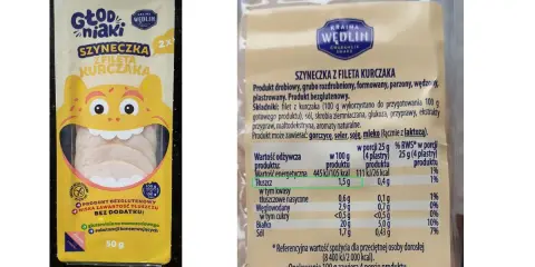 Szyneczka z fileta kurczaka w opakowaniu 50g. Produkt bezglutenowy, z niską zawartością tłuszczu, bez dodatku glutaminianu.