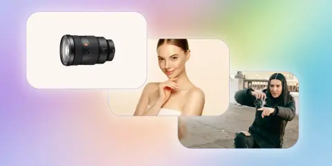 Obiektyw, modelka i fotografka tworzą ostre zdjęcia.