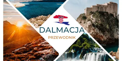 Gdzie jest Dalmacja? Na zdjęciu widać chorwacką flagę, wodospady Krka, góry i morze.