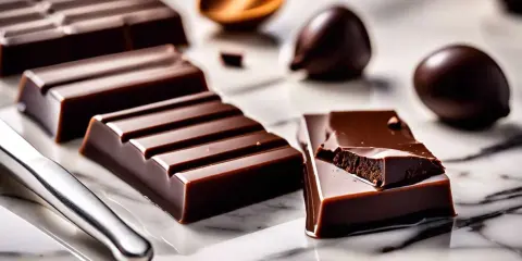 Plaisir du chocolat noir, des carrés brillants et des truffes, prêts pour le temperage.