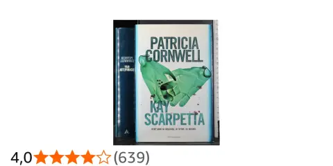 Copertina del libro "Kay Scarpetta" di Patricia Cornwell, con guanti verdi macchiati di sangue.